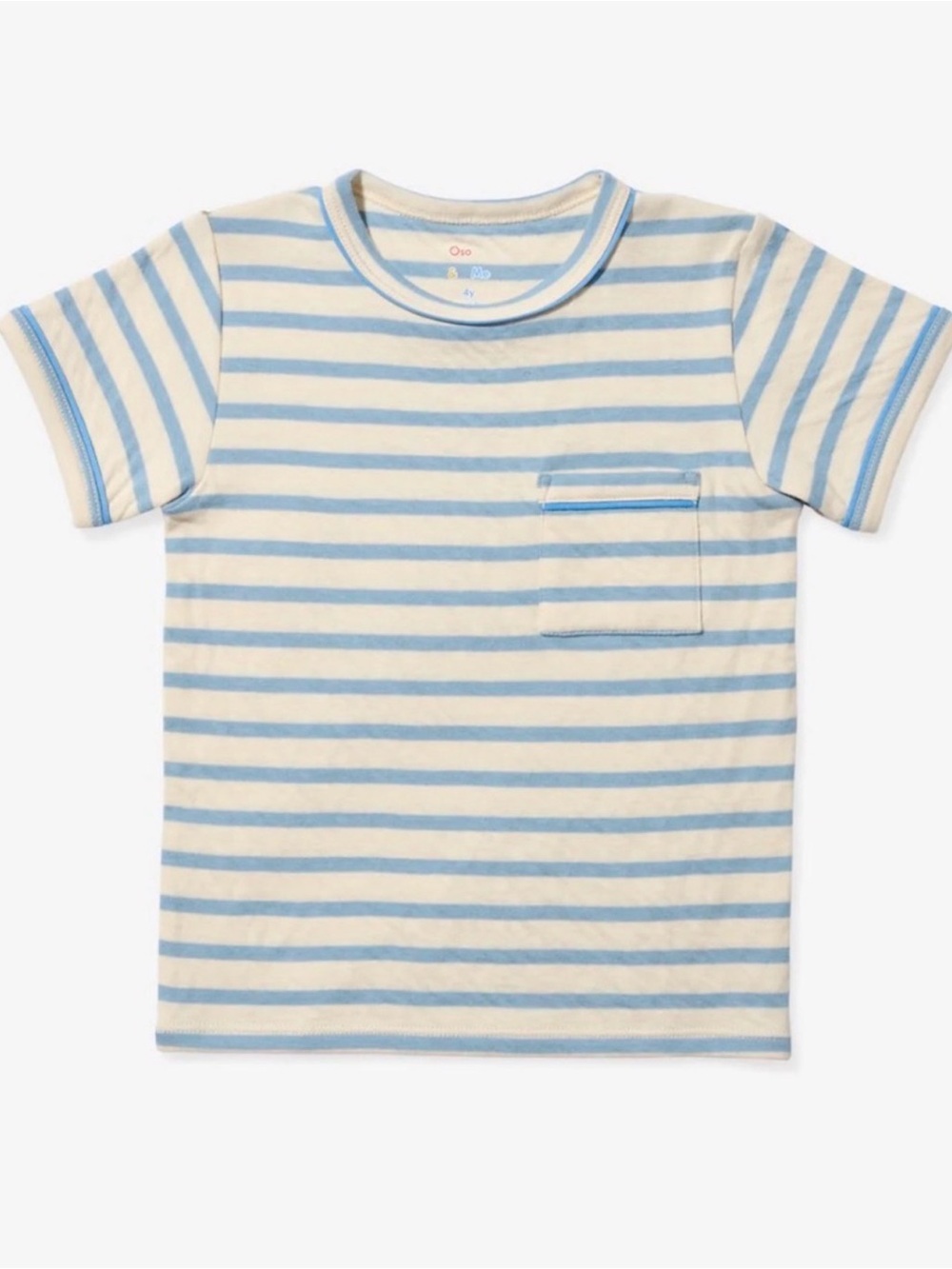 Oso & Me Blue and White Stripe Pocket Tee